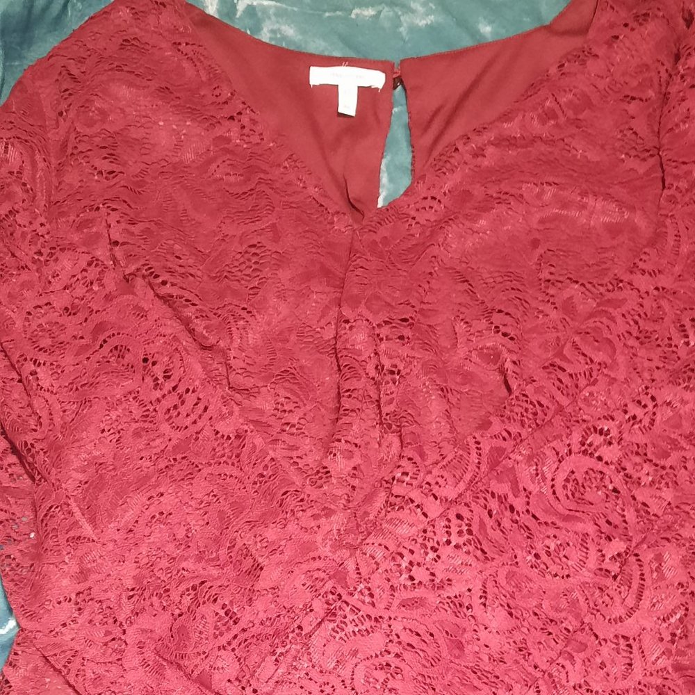 Burgundy lace romper